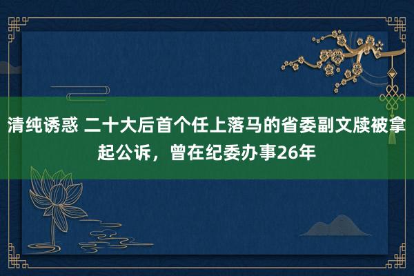 清纯诱惑 二十大后首个任上落马的省委副文牍被拿起公诉，曾在纪委办事26年