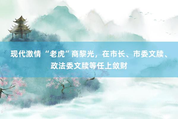 现代激情 “老虎”商黎光，在市长、市委文牍、政法委文牍等任上敛财