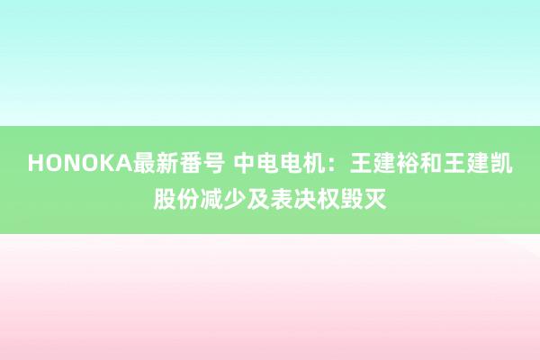 HONOKA最新番号 中电电机：王建裕和王建凯股份减少及表决权毁灭