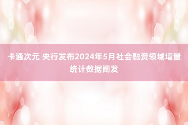 卡通次元 央行发布2024年5月社会融资领域增量统计数据阐发