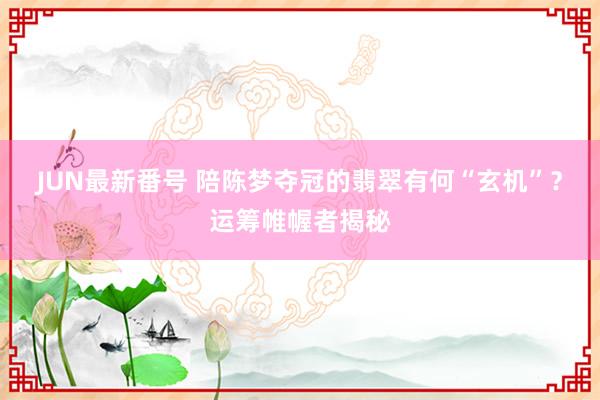 JUN最新番号 陪陈梦夺冠的翡翠有何“玄机”？运筹帷幄者揭秘