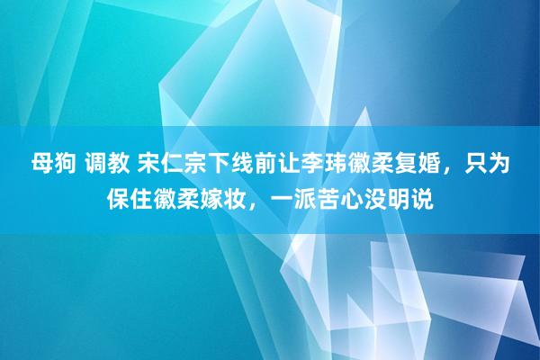 母狗 调教 宋仁宗下线前让李玮徽柔复婚，只为保住徽柔嫁妆，一派苦心没明说