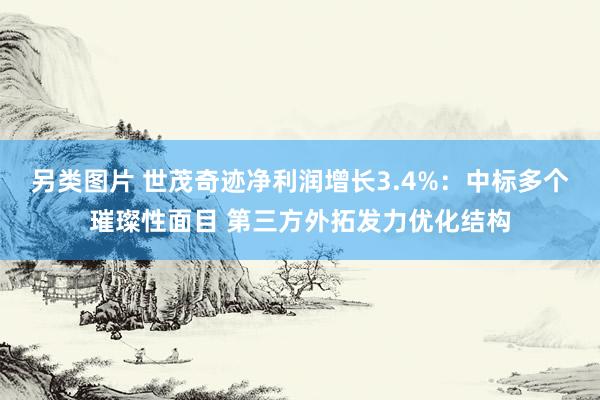 另类图片 世茂奇迹净利润增长3.4%：中标多个璀璨性面目 第三方外拓发力优化结构