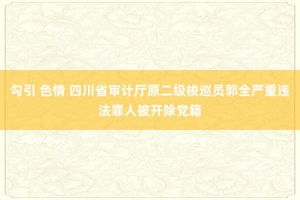 勾引 色情 四川省审计厅原二级梭巡员郭全严重违法罪人被开除党籍