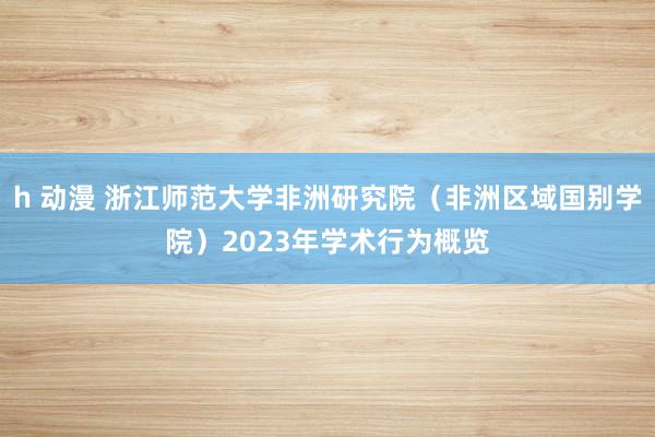 h 动漫 浙江师范大学非洲研究院（非洲区域国别学院）2023年学术行为概览